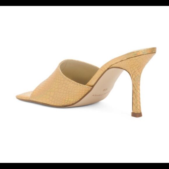 Marc Fisher- “Danria” Square Toe Gold Metallic Slide Dress Heels-8M- NEW - Picture 4 of 10